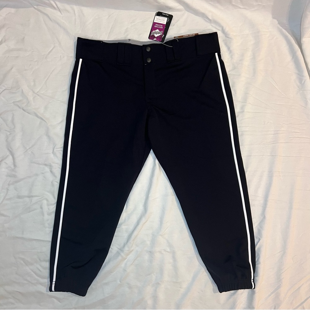 Easton Women's Large Softball Pants Black/White stripe WM PRO PIPANT - NWT